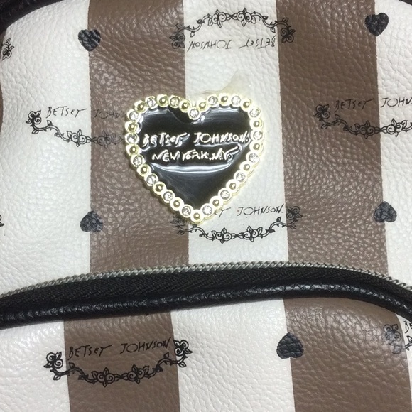 Betsey Johnson Brown and White Striped Backpack - Picture 2 of 5